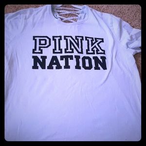 Pink tie down tee